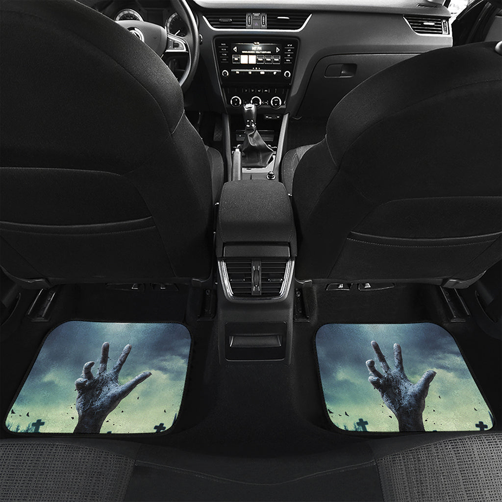 Zombie Hand Rising From Grave Print Front and Back Car Floor Mats
