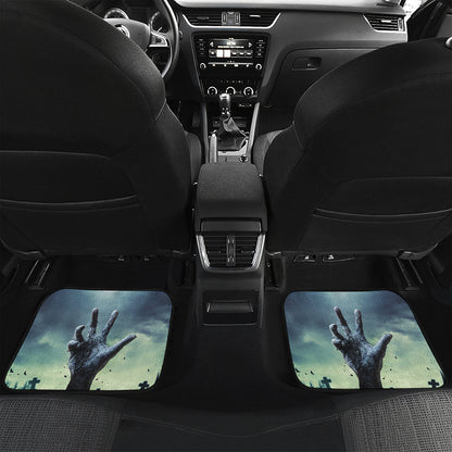 Zombie Hand Rising From Grave Print Front and Back Car Floor Mats