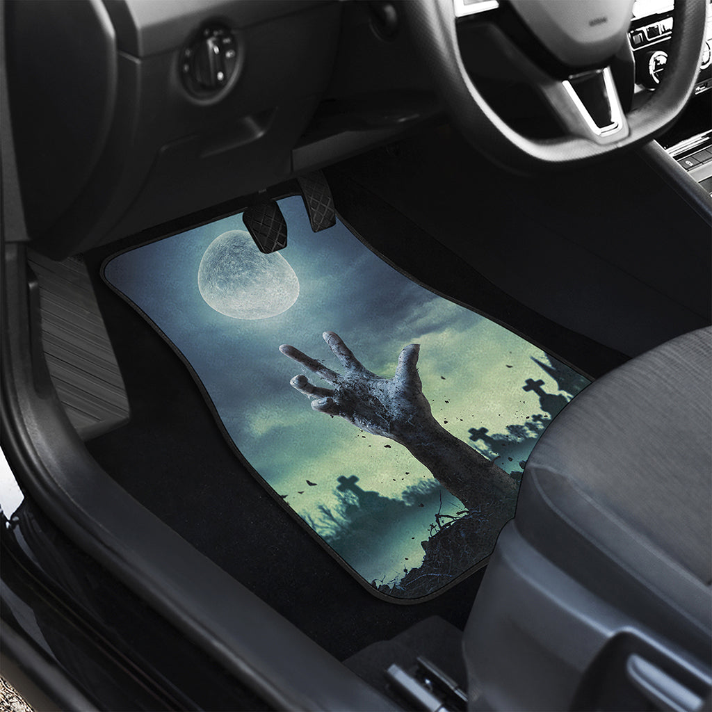 Zombie Hand Rising From Grave Print Front and Back Car Floor Mats