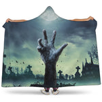 Zombie Hand Rising From Grave Print Hooded Blanket