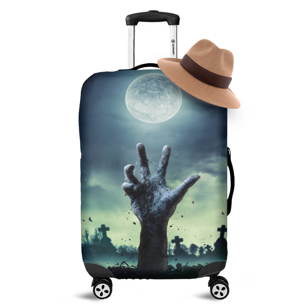 Zombie Hand Rising From Grave Print Luggage Cover