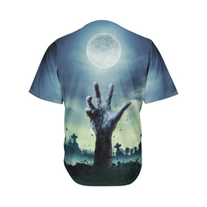 Zombie Hand Rising From Grave Print Men's Baseball Jersey