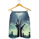 Zombie Hand Rising From Grave Print Men's Shorts