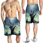 Zombie Hand Rising From Grave Print Men's Shorts