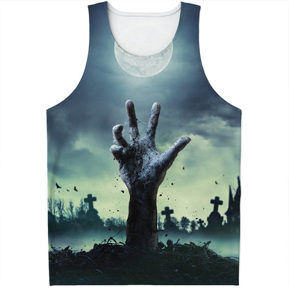 Zombie Hand Rising From Grave Print Men's Tank Top