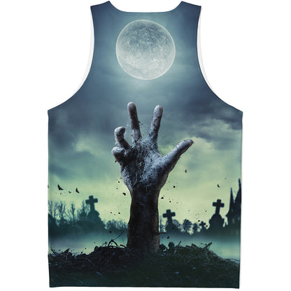 Zombie Hand Rising From Grave Print Men's Tank Top