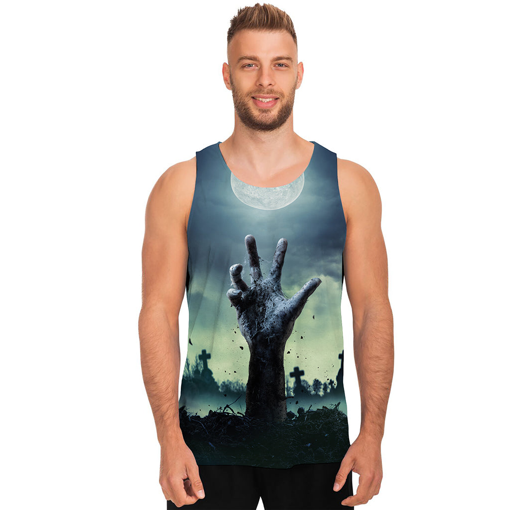Zombie Hand Rising From Grave Print Men's Tank Top