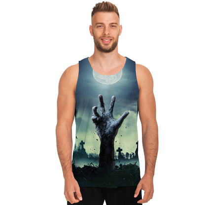 Zombie Hand Rising From Grave Print Men's Tank Top