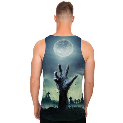 Zombie Hand Rising From Grave Print Men's Tank Top