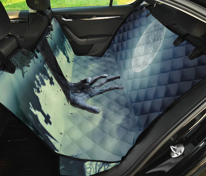 Zombie Hand Rising From Grave Print Pet Car Back Seat Cover
