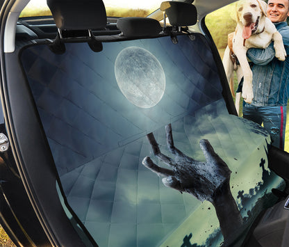 Zombie Hand Rising From Grave Print Pet Car Back Seat Cover
