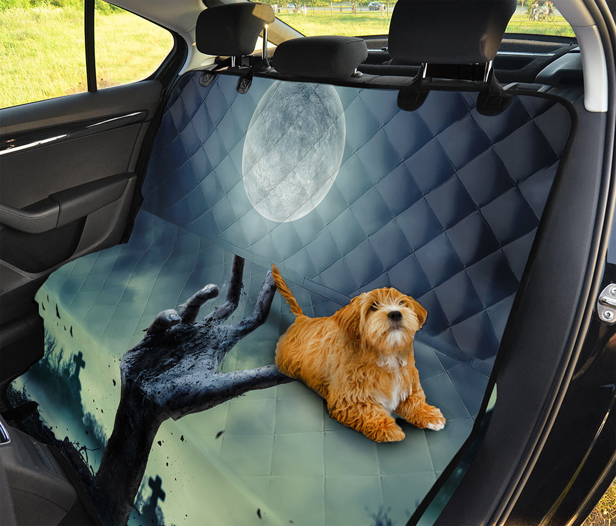 Zombie Hand Rising From Grave Print Pet Car Back Seat Cover