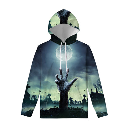 Zombie Hand Rising From Grave Print Pullover Hoodie