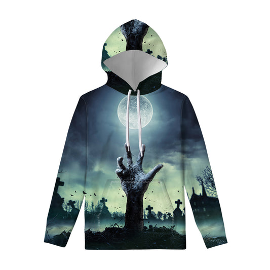 Zombie Hand Rising From Grave Print Pullover Hoodie