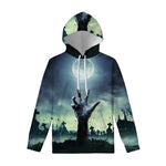 Zombie Hand Rising From Grave Print Pullover Hoodie