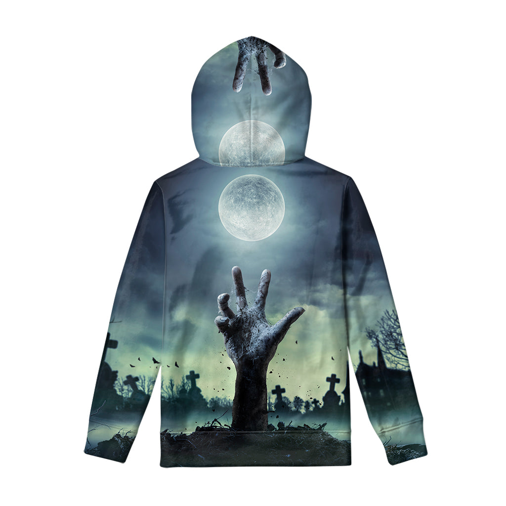 Zombie Hand Rising From Grave Print Pullover Hoodie