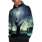 Zombie Hand Rising From Grave Print Pullover Hoodie