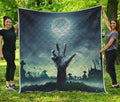 Zombie Hand Rising From Grave Print Quilt