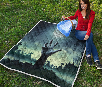 Zombie Hand Rising From Grave Print Quilt