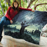 Zombie Hand Rising From Grave Print Quilt