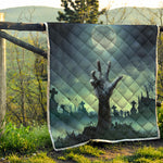 Zombie Hand Rising From Grave Print Quilt