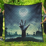 Zombie Hand Rising From Grave Print Quilt