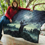 Zombie Hand Rising From Grave Print Quilt