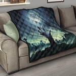 Zombie Hand Rising From Grave Print Quilt