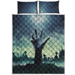 Zombie Hand Rising From Grave Print Quilt Bed Set