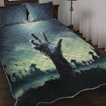 Zombie Hand Rising From Grave Print Quilt Bed Set