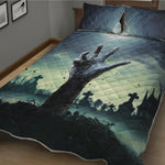 Zombie Hand Rising From Grave Print Quilt Bed Set
