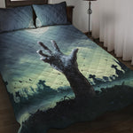 Zombie Hand Rising From Grave Print Quilt Bed Set