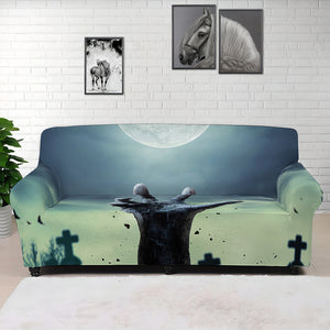 Zombie Hand Rising From Grave Print Sofa Cover