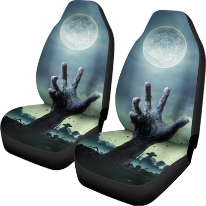 Zombie Hand Rising From Grave Print Universal Fit Car Seat Covers