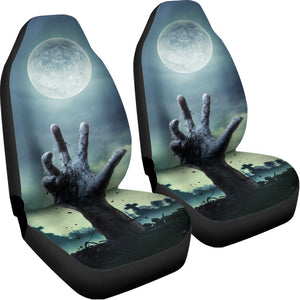 Zombie Hand Rising From Grave Print Universal Fit Car Seat Covers