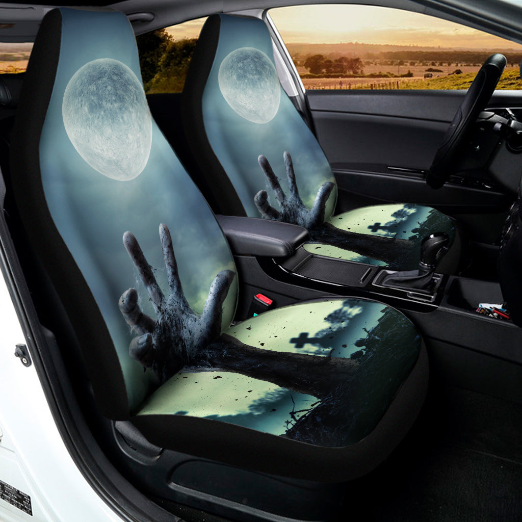 Zombie Hand Rising From Grave Print Universal Fit Car Seat Covers
