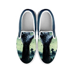Zombie Hand Rising From Grave Print White Slip On Shoes