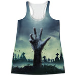 Zombie Hand Rising From Grave Print Women's Racerback Tank Top