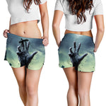Zombie Hand Rising From Grave Print Women's Shorts